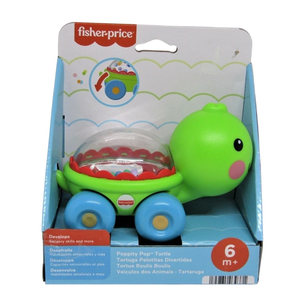 Fisher-Price‎ Poppity Pop Turtle Kids 6m+ Green New Popping Beads Rolling Toy
